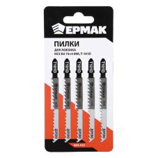 Пилки для эл.лобзика (HCS EU 75х4мм.) T-101D (дер., гр.рез.), 5шт. ЕРМАК